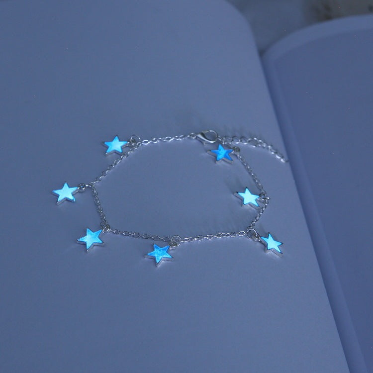 Blue Star Tassel Nighttime Luminous Anklet.