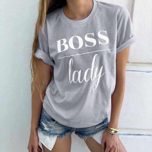 Be the ultimate "Boss Lady" with our Letter Printed T-Shirt