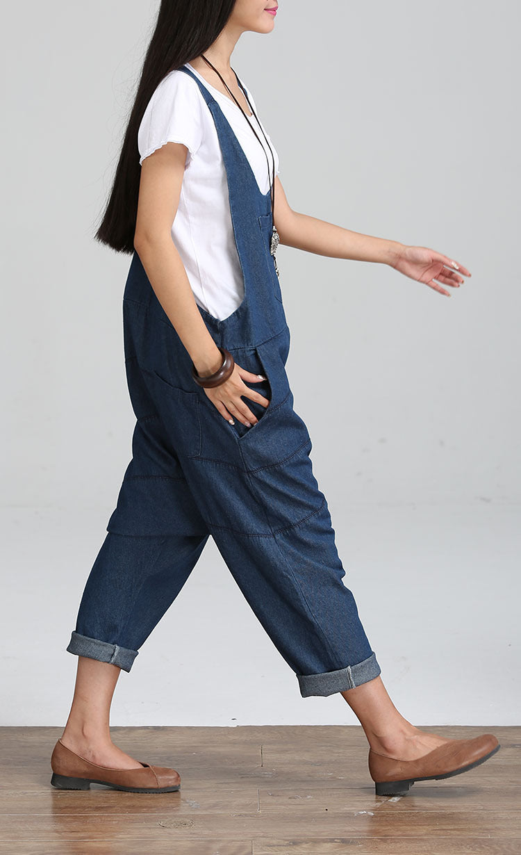 Loose Street Style Harem Pants Denim Overalls