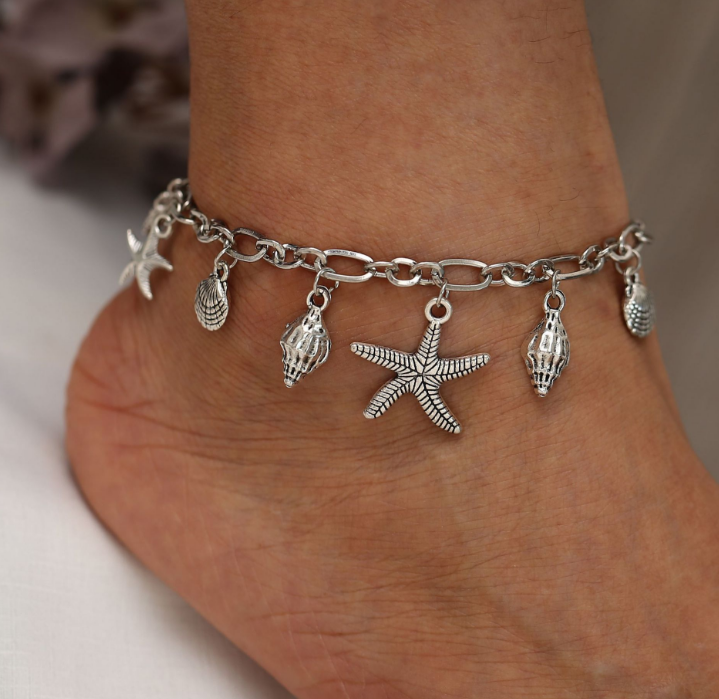 Boho Wave Turtle Charms Anklet Bracelets Shell Anklet Adjustable size.