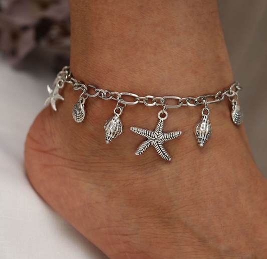 Boho Wave Turtle Charms Anklet Bracelets Shell Anklet Adjustable size.