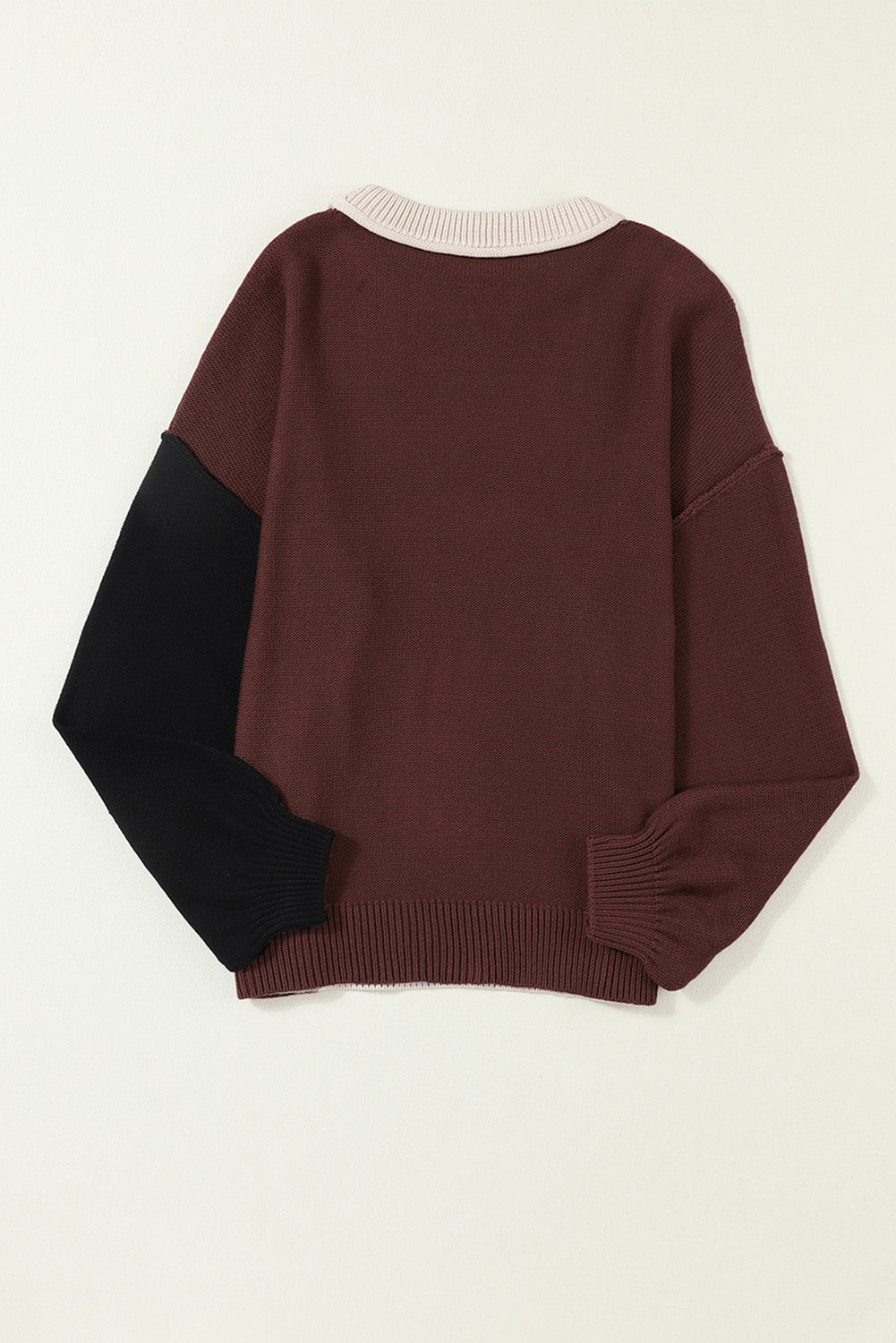 UNIQE Contrast Round Neck Dropped Shoulder Sweater