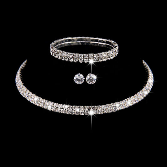 Dazzling 3 Piece Matching Jewelry Set - Necklace, Bracelet, Earrings.