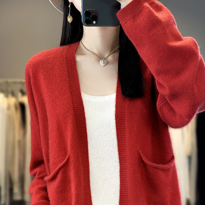 Soft  V-neck Loose Slimming Cardigan