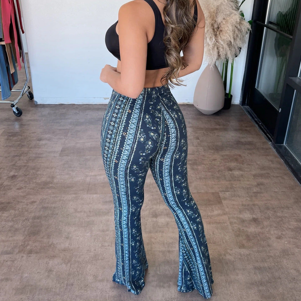 Vibrant Print Design Slim Style Elastic Leggings