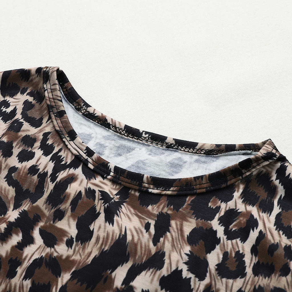 Leopard Print Casual Color Black Sweater