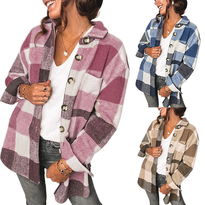 Cool Checkered Buttoned Shirt Jacket