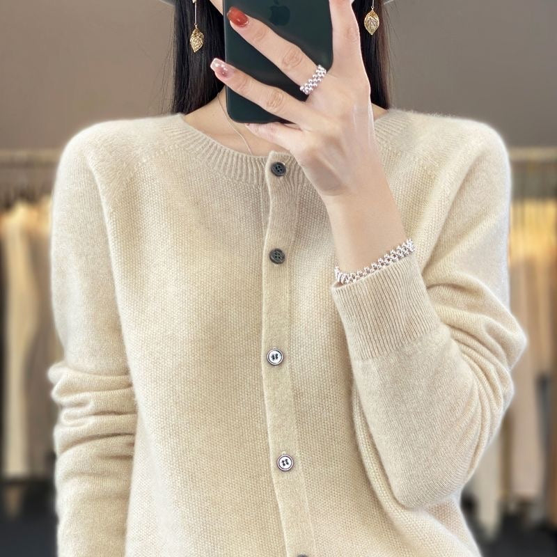 Cashmere Cardigan Sweater with Long-sleeve