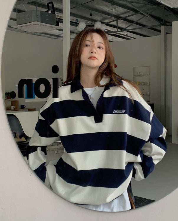 Blue and White Stripes  Sweater Top