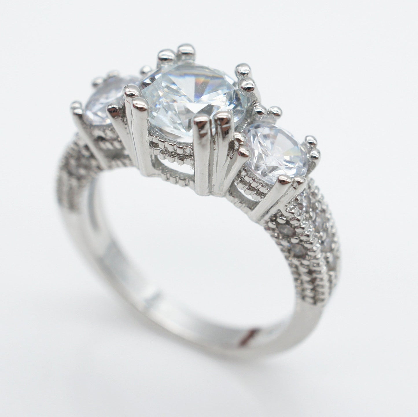 3 Stone CZ Engagement Promise Ring