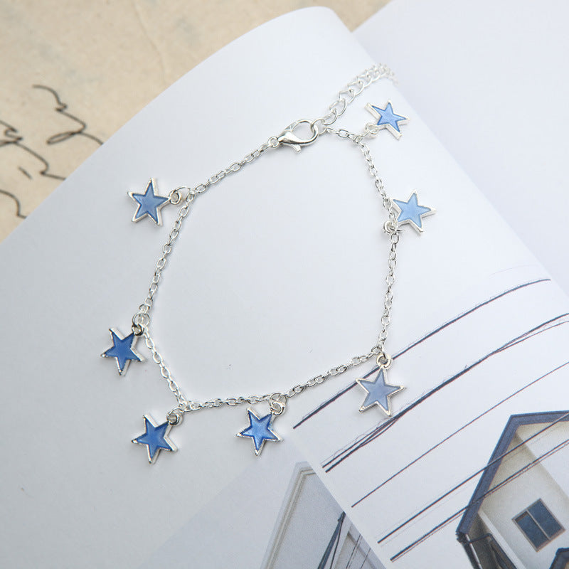 Blue Star Tassel Nighttime Luminous Anklet.