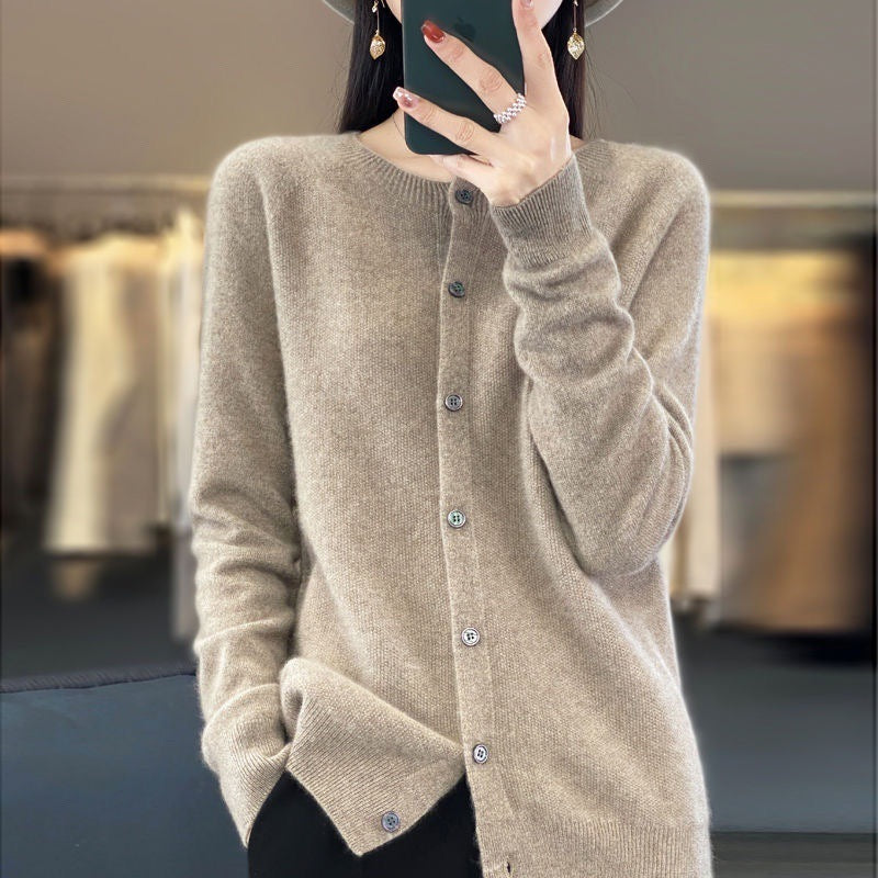 Cashmere Cardigan Sweater with Long-sleeve