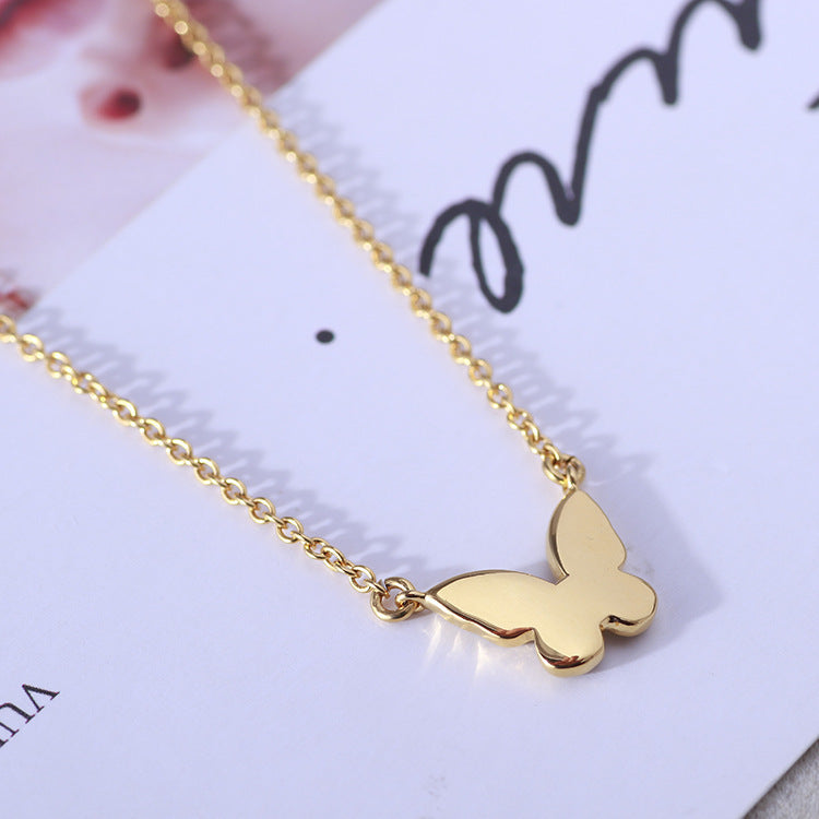 Natural Genuine Mother of Pearl Butterfly Delicate Gold Plated Clavicle Chain.