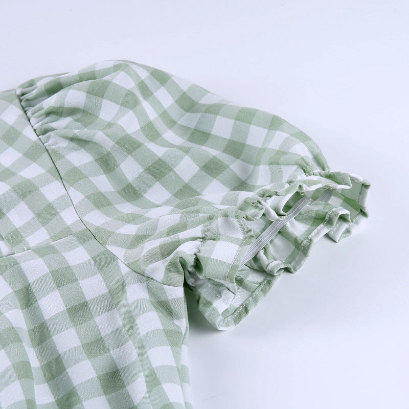 Square Neck Plaid Dress Square Neck Plaid Dress