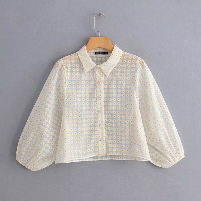 Sheer Floral Print Tulle Shirt