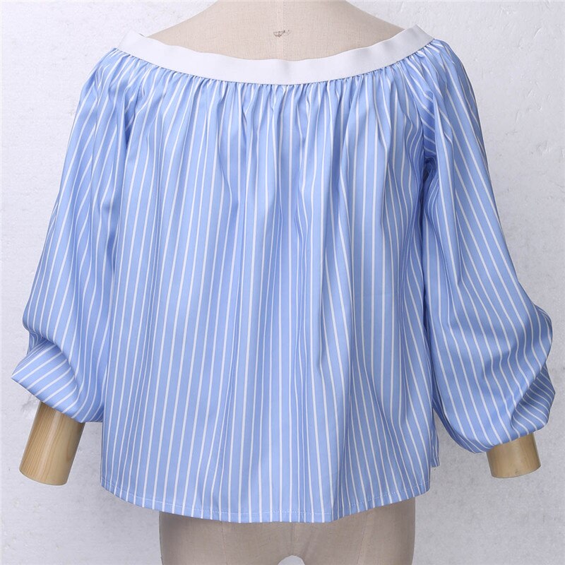 Classic Striped Strapless One-Shoulder Shirt