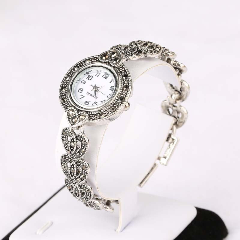 Bohemian Vintage Rhinestone Crystal Heart Bracelet Watch