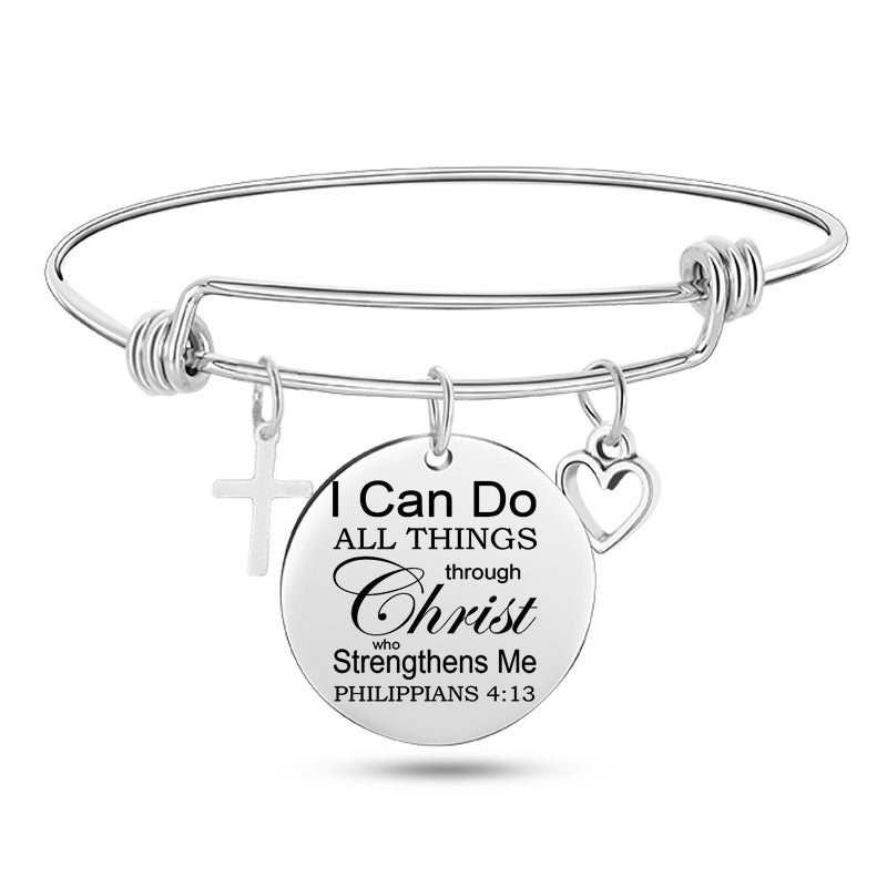Bible Scripture Stainless Steel Bangle Bracelet