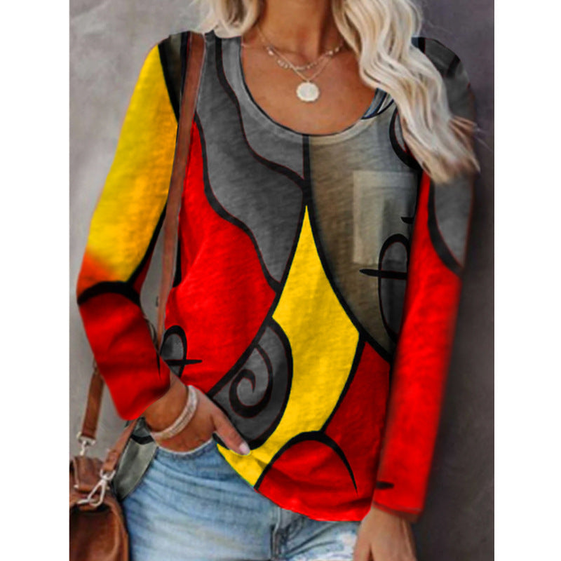 Artsy Multicolor Over-Size Blouse  with Long Sleeve