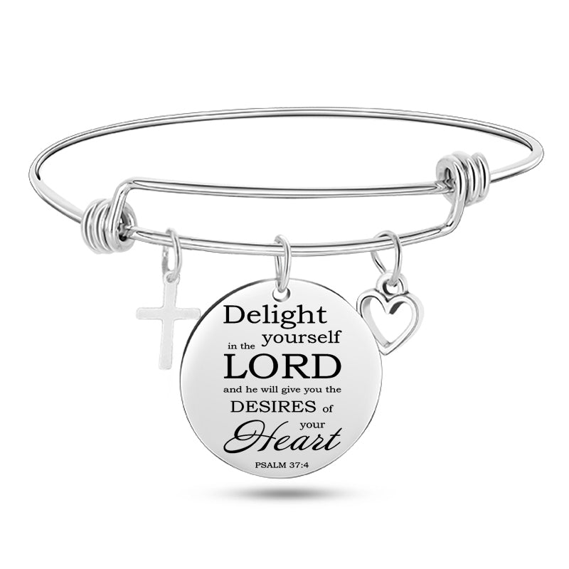 Bible Scripture Stainless Steel Bangle Bracelet