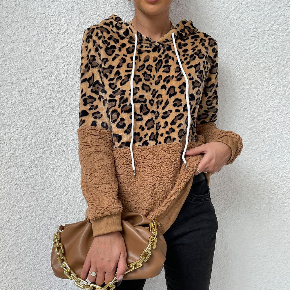 Patchwork Animal Print  Hoodie  Sweater