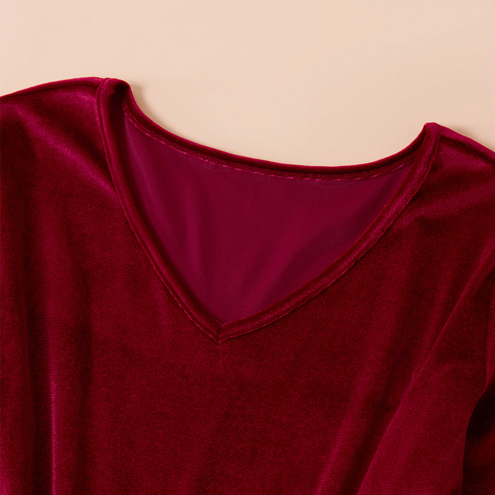 Velvet Long Sleeve Mother/Daughter Dress Set