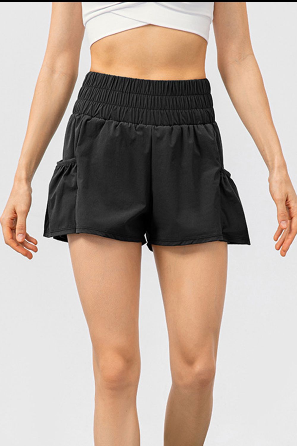 Stretch Elastic Waist Active Shorts w/ Pocketed