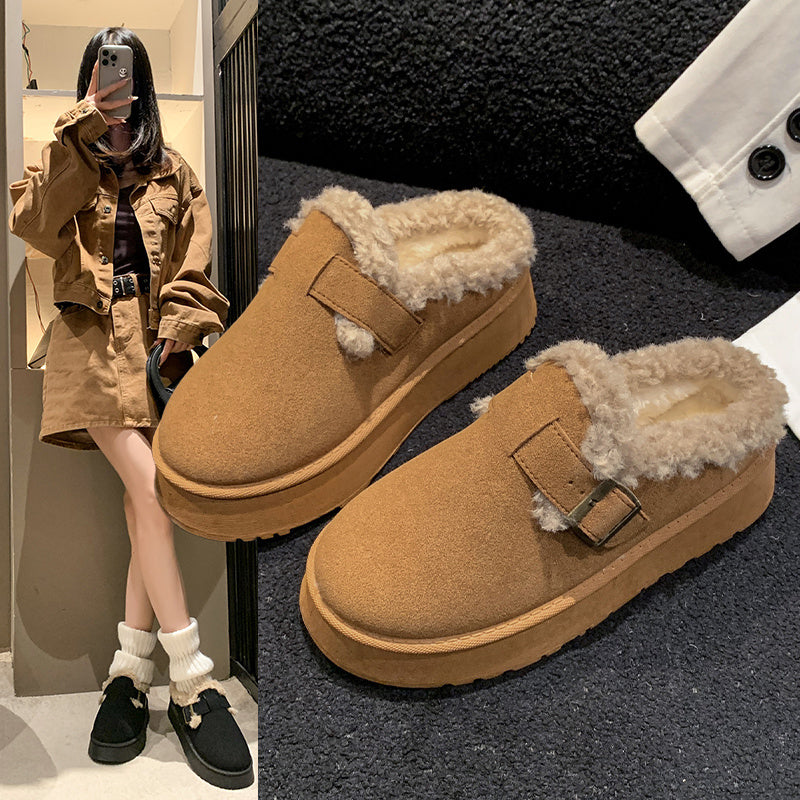Winter Women's Shoes Plush Fashion Retro Bean Shoes Boots