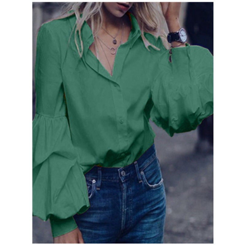 Lantern Sleeve Cardigan Long Sleeve Shirt