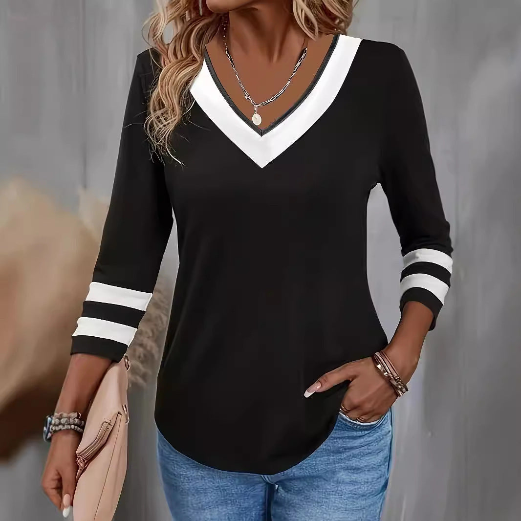 Black-Wwhite Milk Silk Long Sleeve Shirt