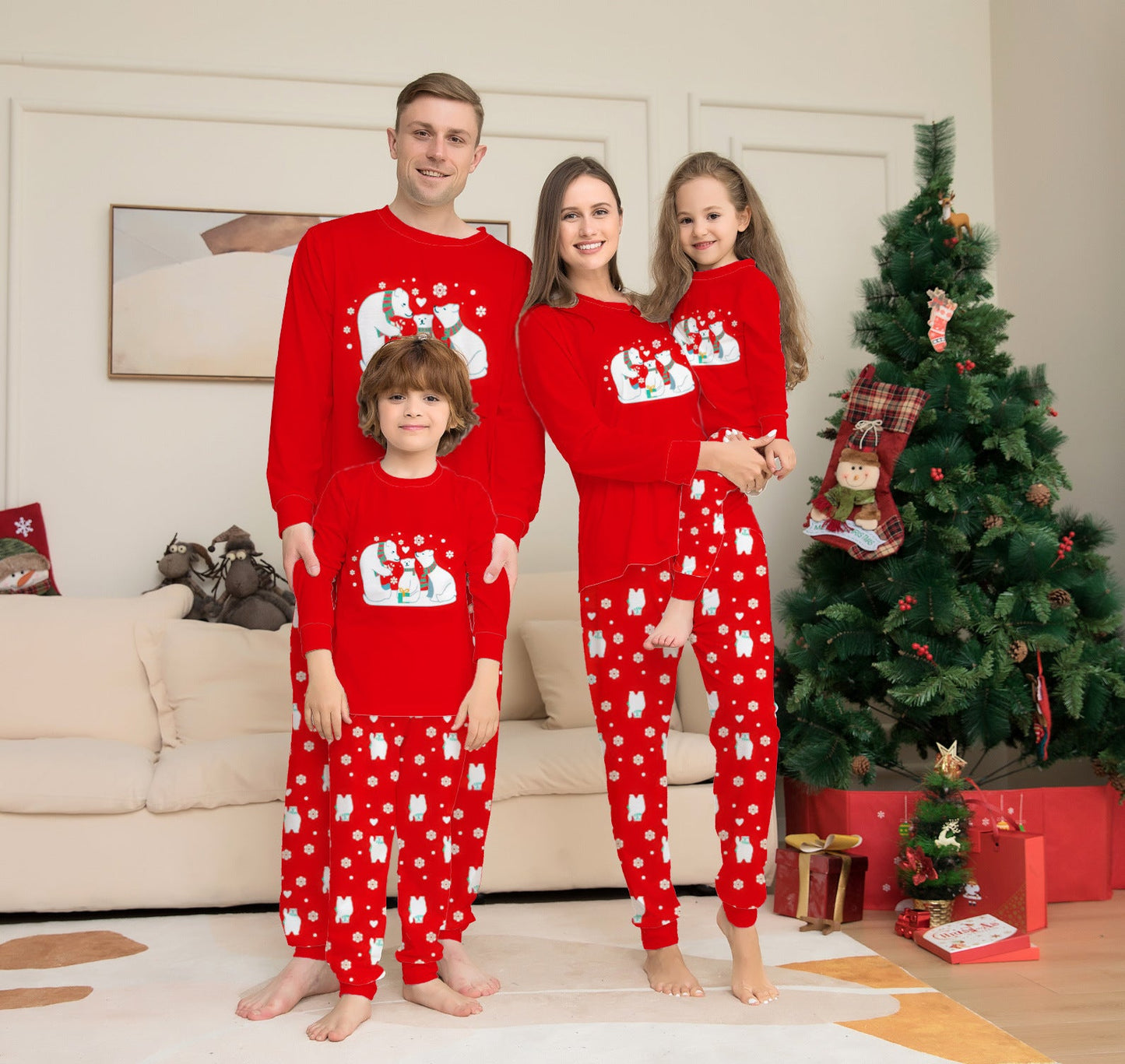 Christmas Holiday Family Matching Polar Bear Loungewear Sets