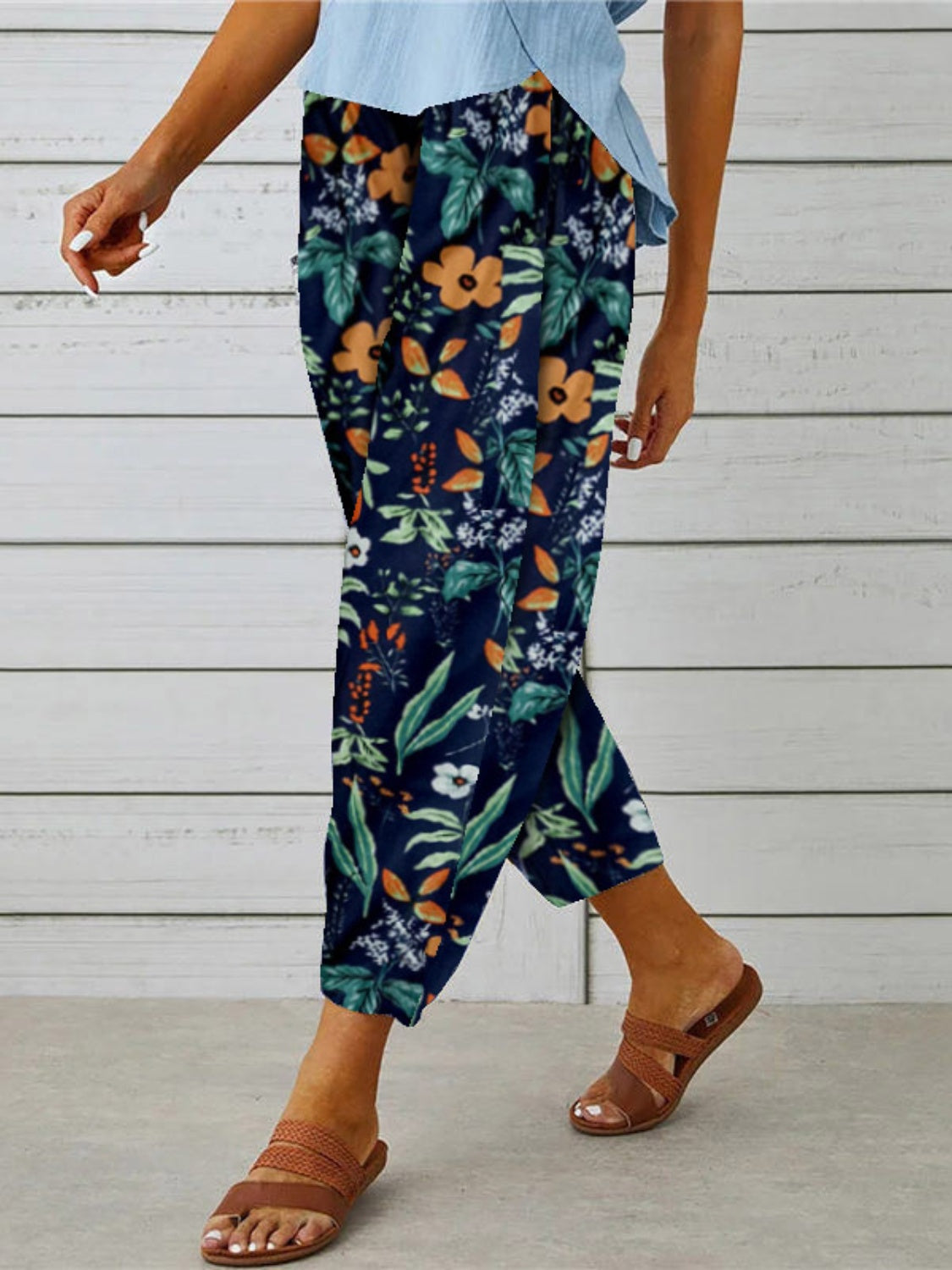 Bohemian Printed Tied Cropped Capris Pants