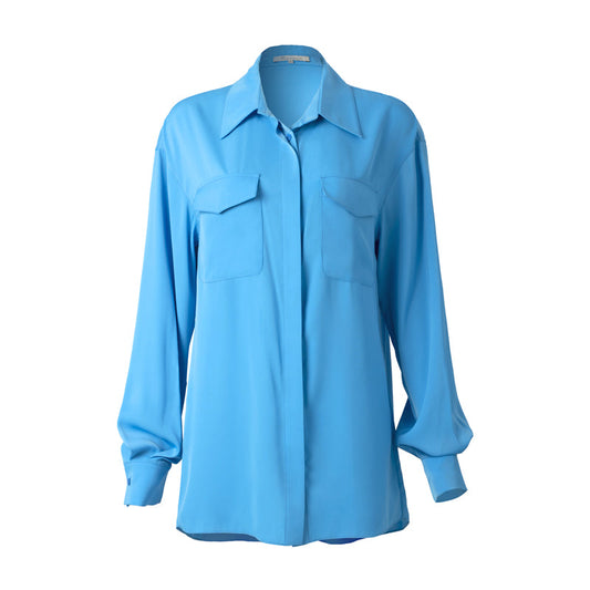 Silk Perfection Long Sleeve Plain Button Up Shirt