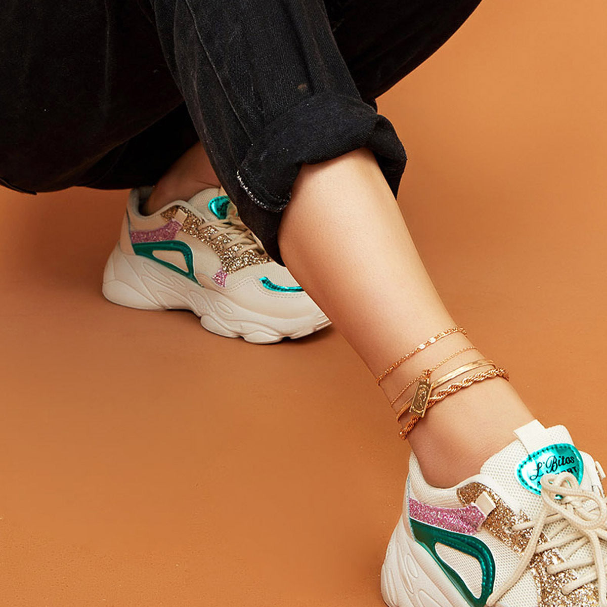 Gold Chains Hip Hop Punk Anklet - Includes all 4 chains.