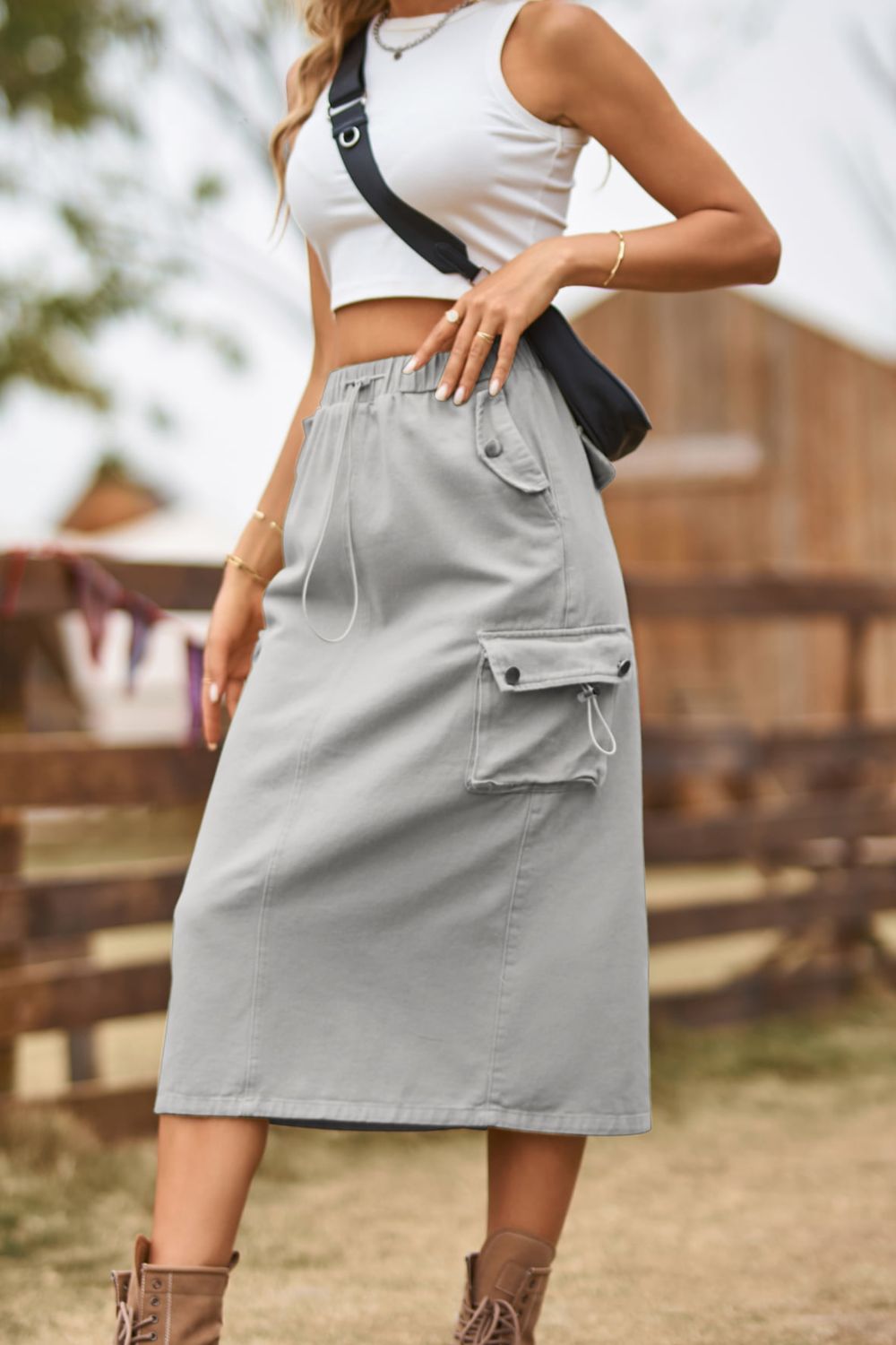 Need More Drawstring Denim Skirt