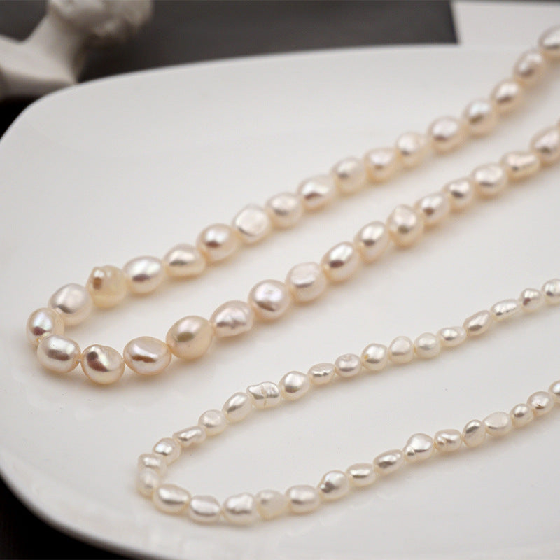 Freshwater Genuine Baroque Pearl Necklace Clavicle Chain. 2 Pearl Sizes.
