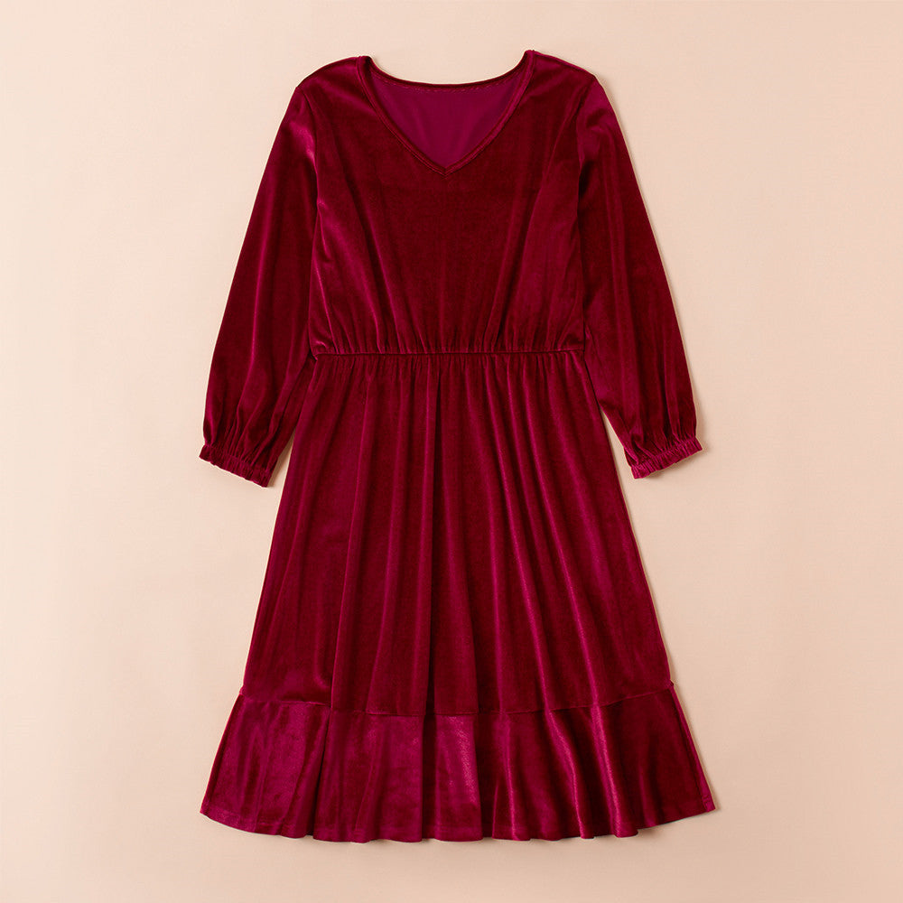 Velvet Long Sleeve Mother/Daughter Dress Set