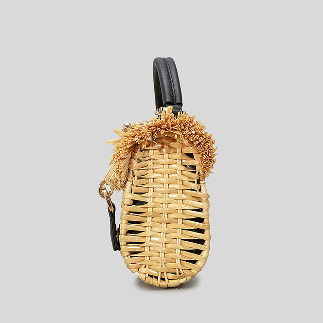 Cute Boho Handmade Straw Woven Handbag