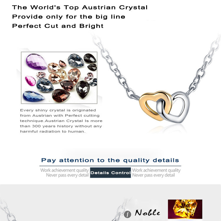 Two Hearts Interlocked Forever Pendant - Gold and Silver, Me and You Forever. Great Gift.