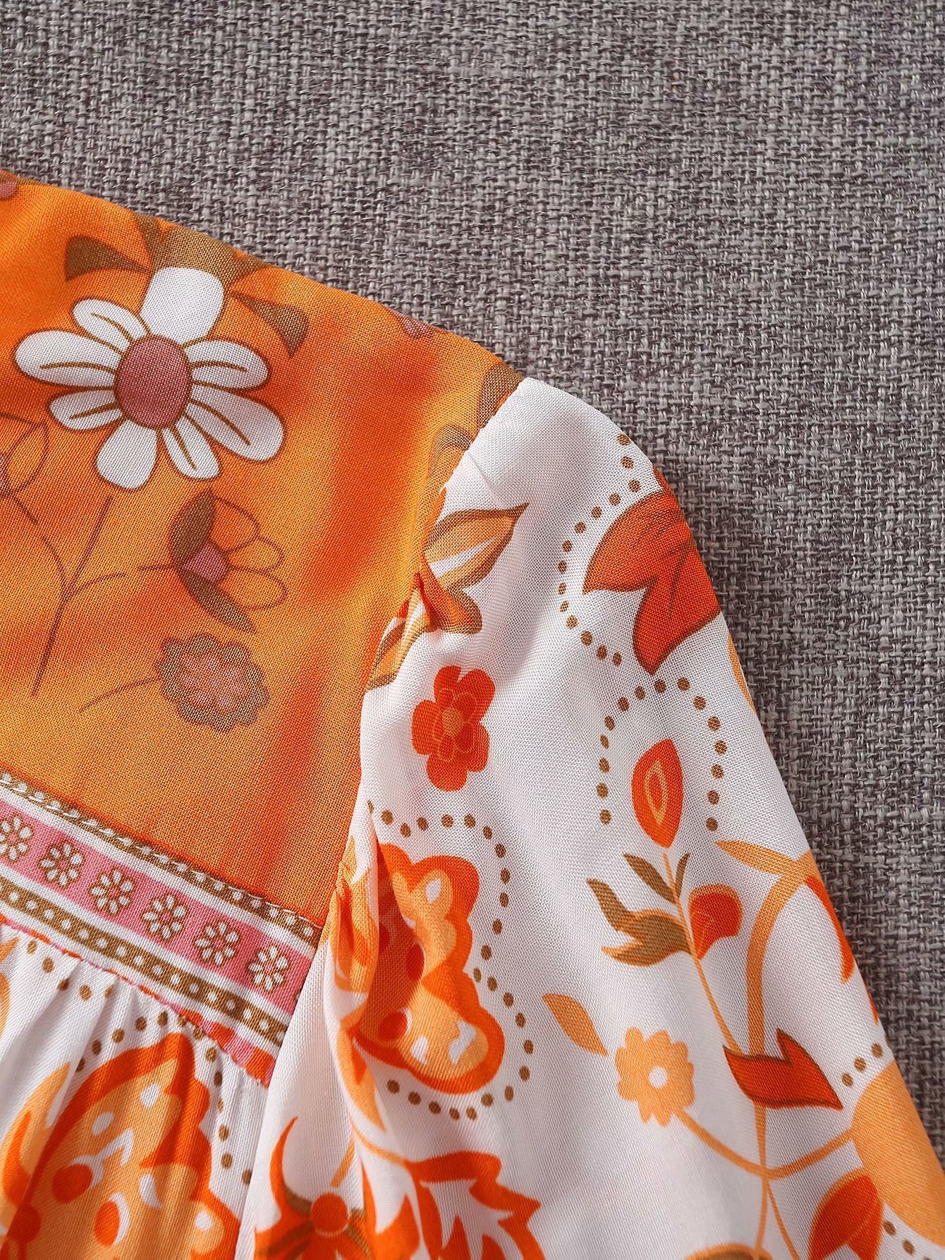 Cultural Fusion Boho Floral Lace-up Skirt Dress