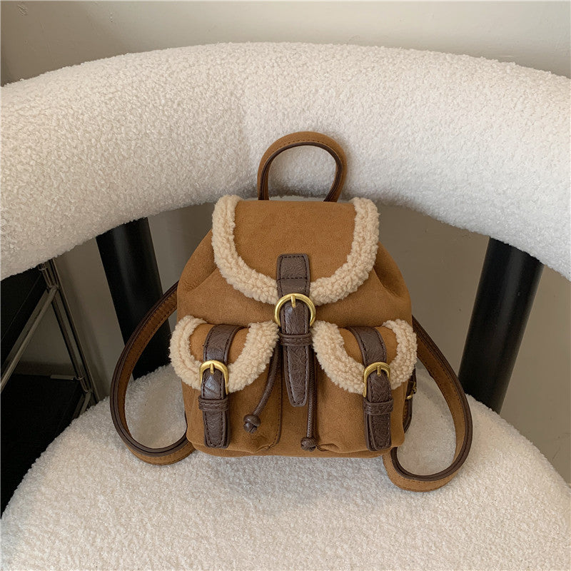 Warm Lamb Wool & Suede Backpack