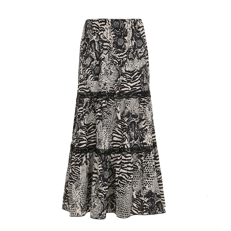 Feeling Retro Animal Print Tiered Maxi Skirt