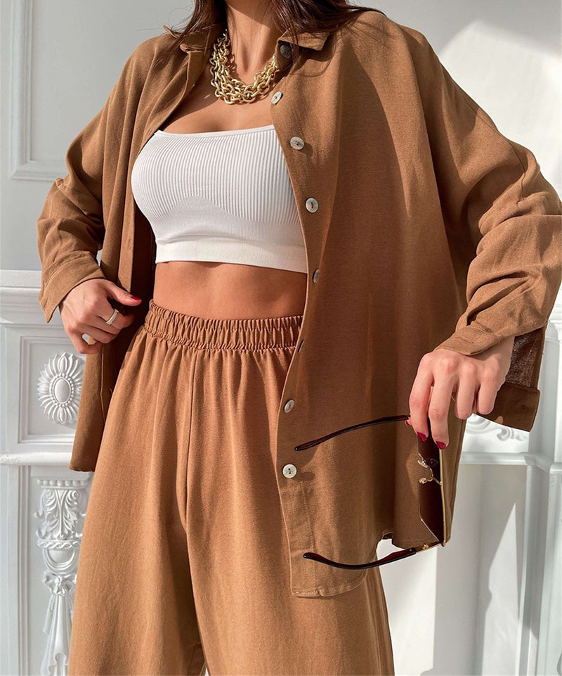 Button Down Shirt with Loose Pants 2 Piece Outfit