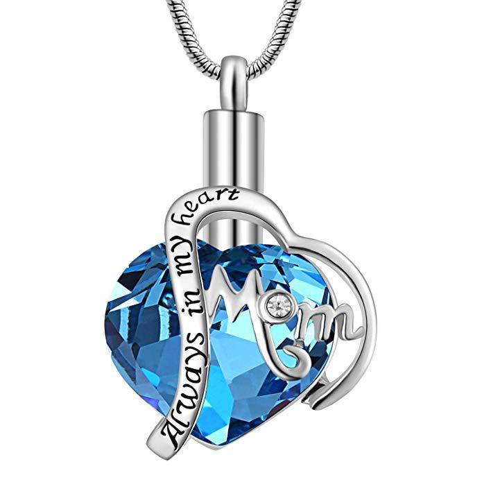 Always in My Heart Dad-Mom Crystal Love Necklace.
