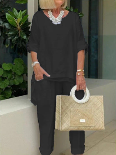 Bliss Zone Relaxation Solid Color Loose Leisure Suit