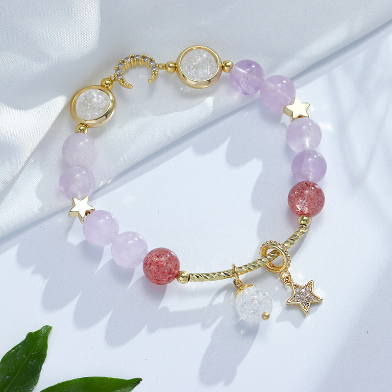 Boho Crystal Lavender Amethyst Bracelet with Charms.