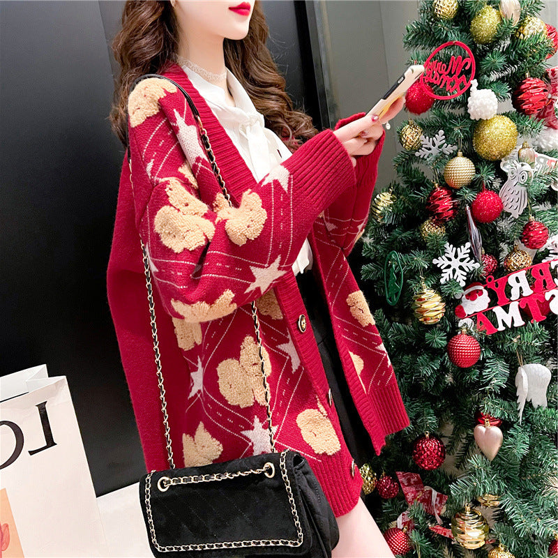 Feels Like Love Teddy Bear Oversized Knitted Cardigan