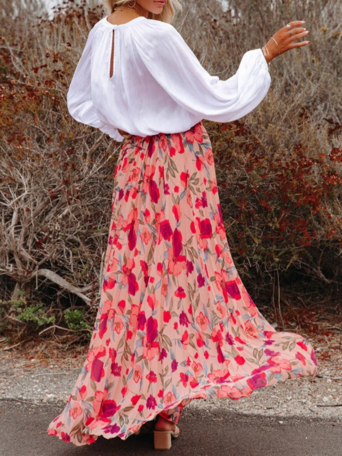 Everlasting Bliss Floral Print High Waist Maxi Skirt