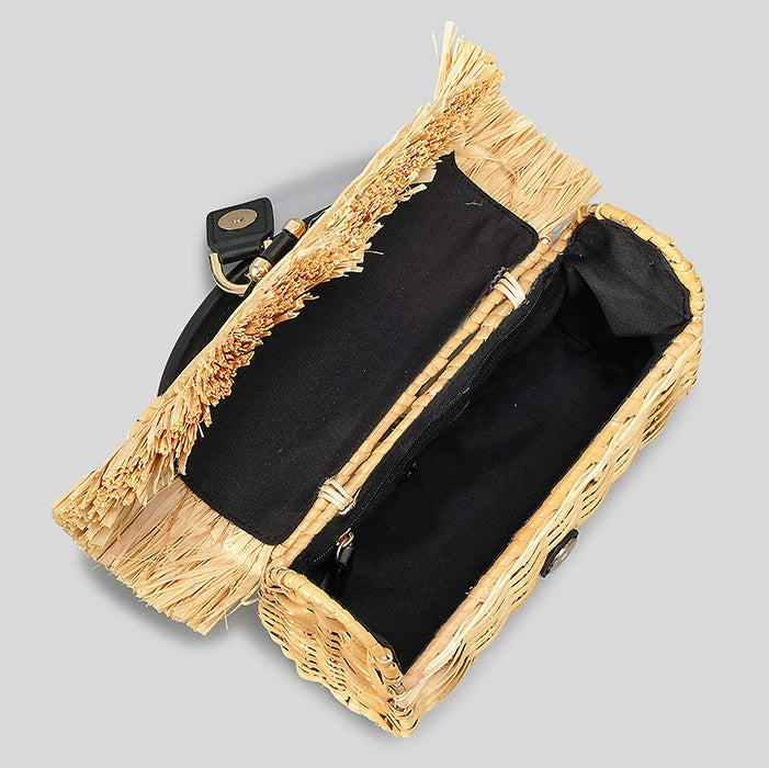 Cute Boho Handmade Straw Woven Handbag