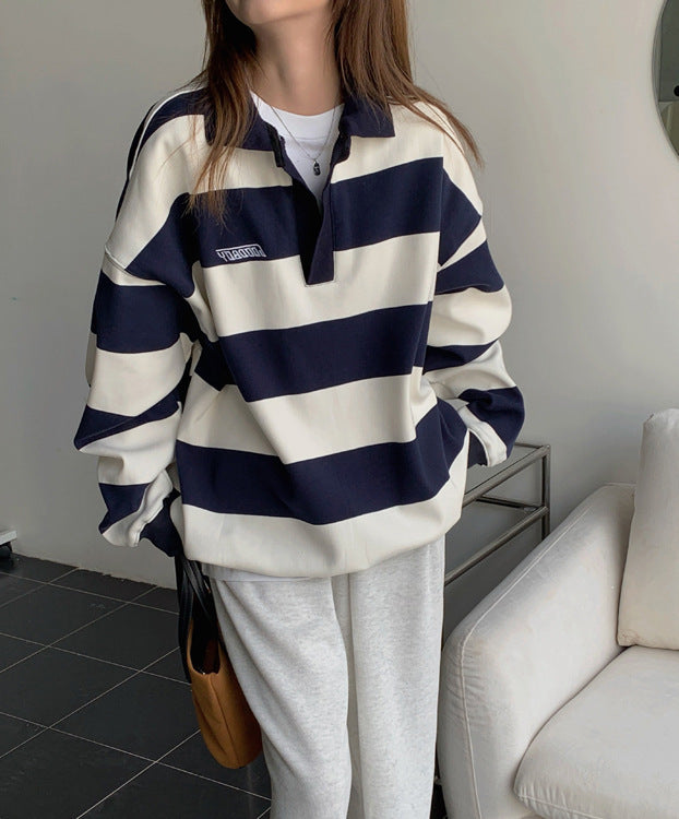 Blue and White Stripes  Sweater Top